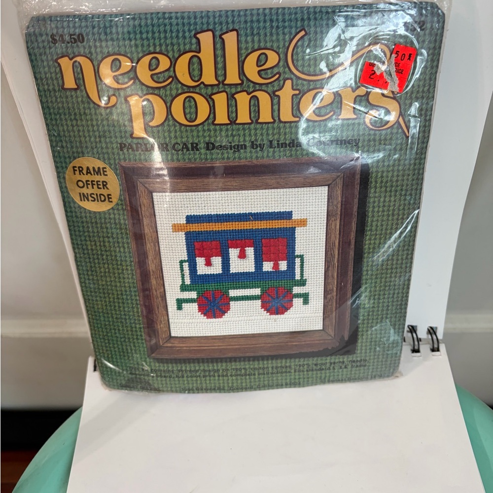New Vintage 1974 Needle Pointers Train “Parlor Car” Needlepoint Kit #5652